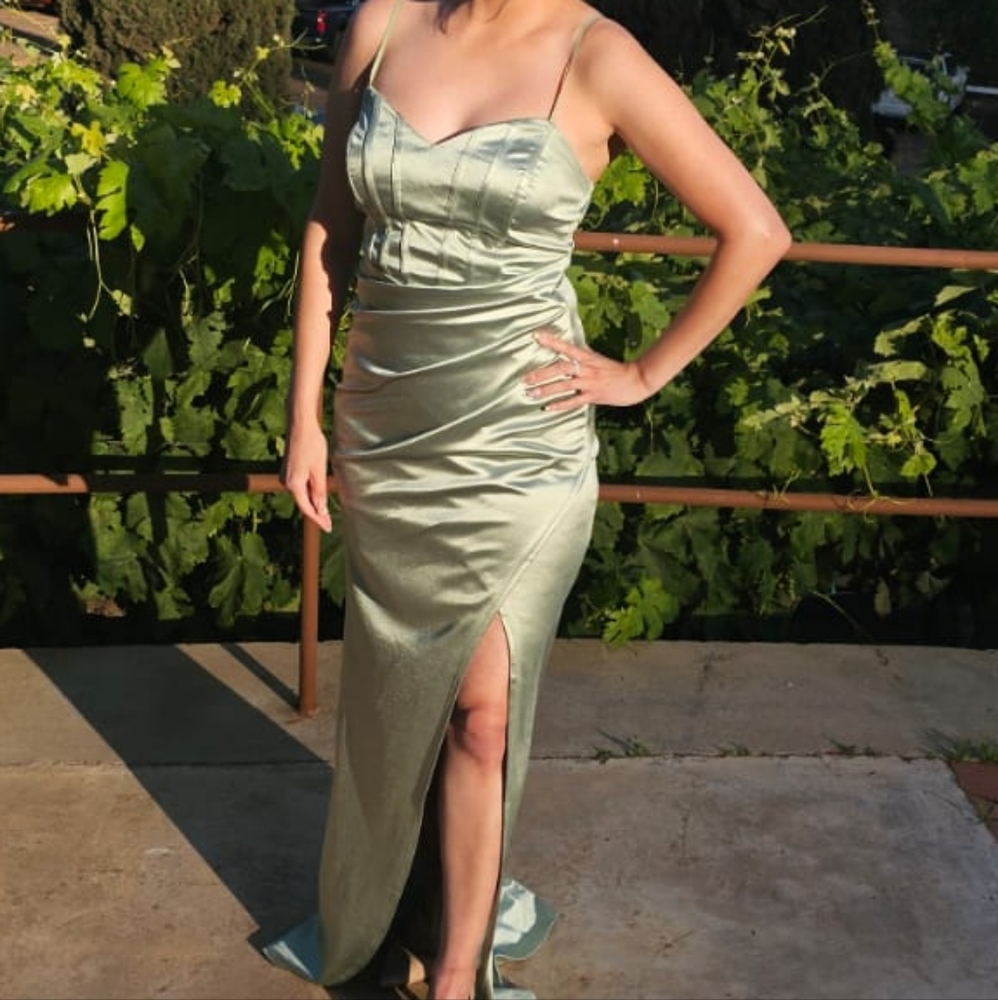 Emerald Sundae Green Asymmetrical Ruched Maxi Dress